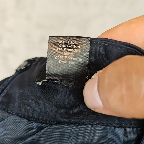 Ann Taylor Printed Pencil Skirt Womens Size 0 Blue Lined Back Slit Office Work - Picture 4 of 9